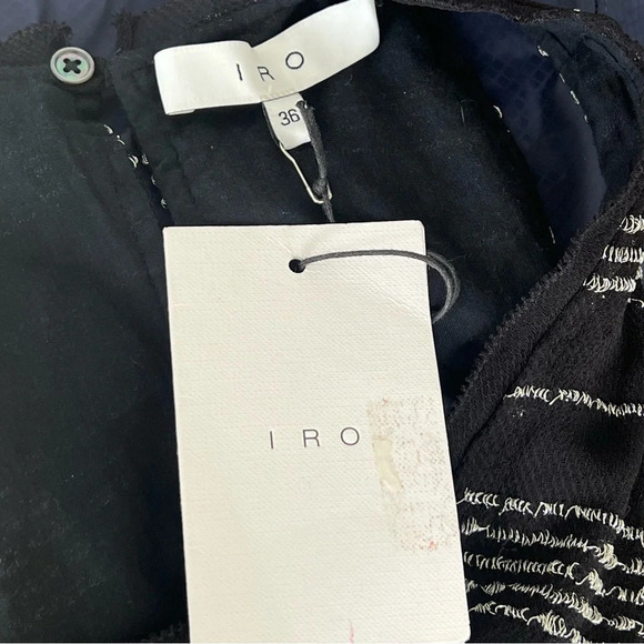 IRO Bing Black silver striped v-neck Cutout sleeveless short romper NWT 36 - Picture 11 of 16